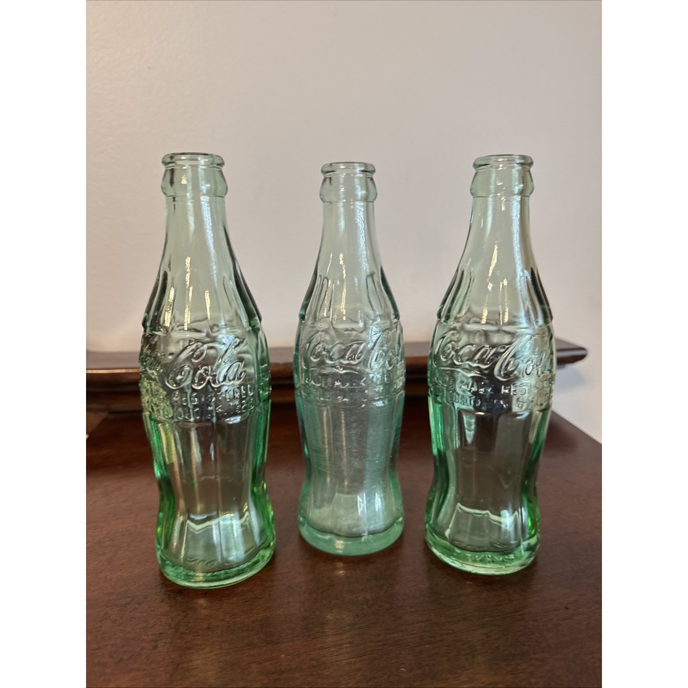 3 Antique Vintage Coca Cola Coke Christmas Patent Bottles Charlotte Rome Durham